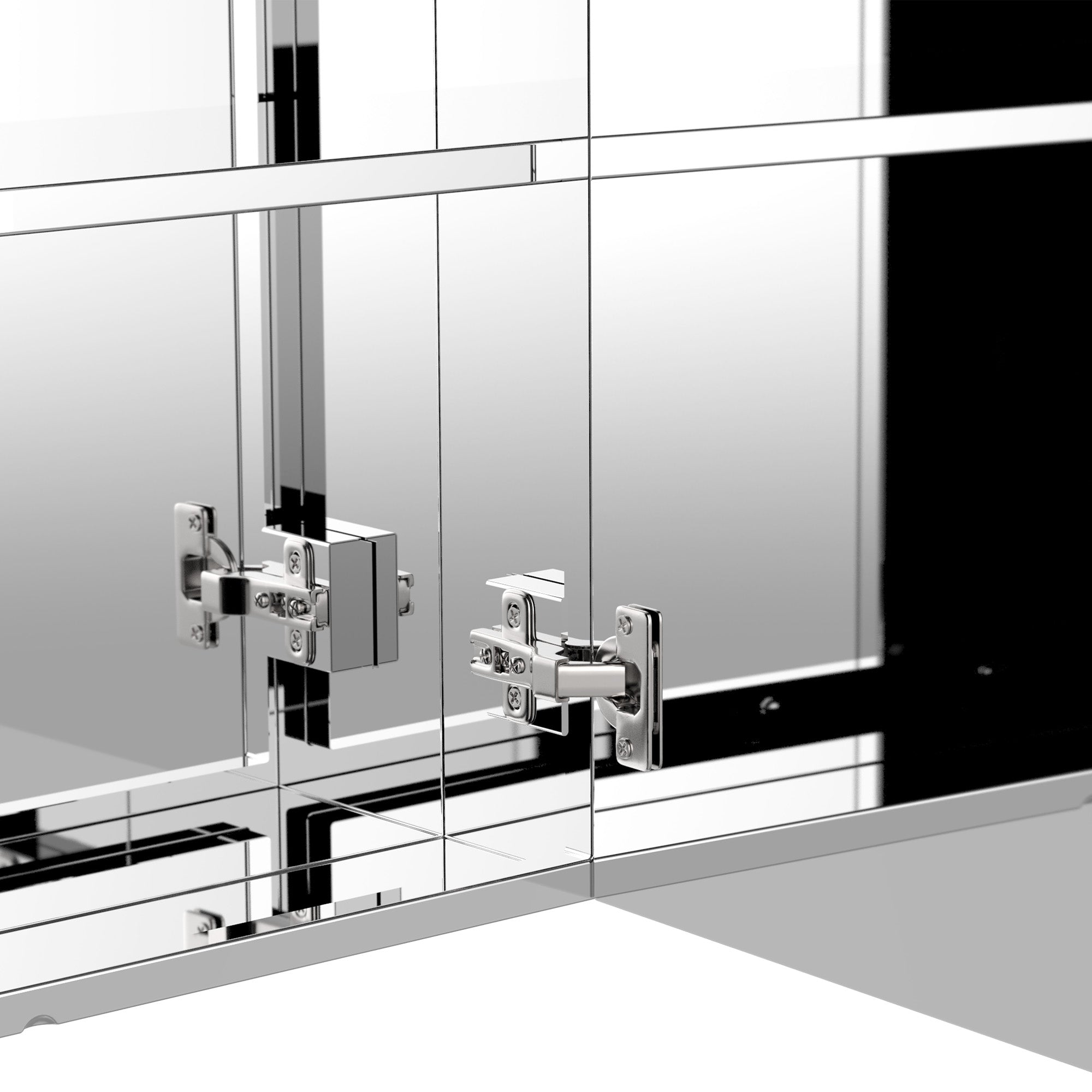 HOMCOM Bathroom Mirror Cabinet, Stainless Steel Wall Mounted  Bathroom Storage Cabinet with Double Doors, 60x55cm 