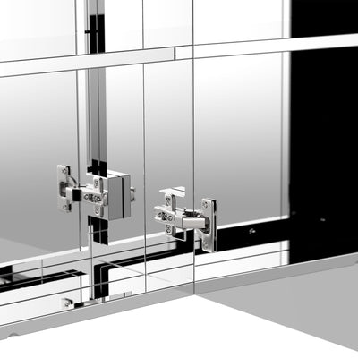 HOMCOM Bathroom Mirror Cabinet, Stainless Steel Wall Mounted  Bathroom Storage Cabinet with Double Doors, 60x55cm 
