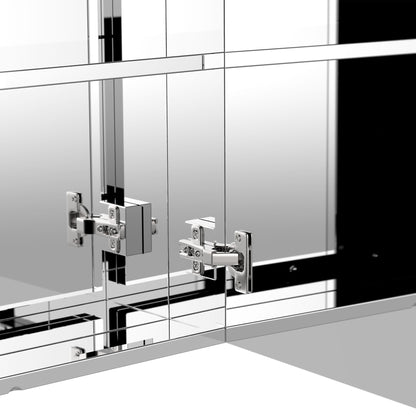HOMCOM Bathroom Mirror Cabinet, Stainless Steel Wall Mounted  Bathroom Storage Cabinet with Double Doors, 60x55cm 