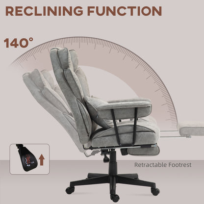 HOMCOM Executive Office Chair, Ergonomic Desk Chair with Foot Rest, Lumbar Support, Reclining Function and Wide Seat, Grey