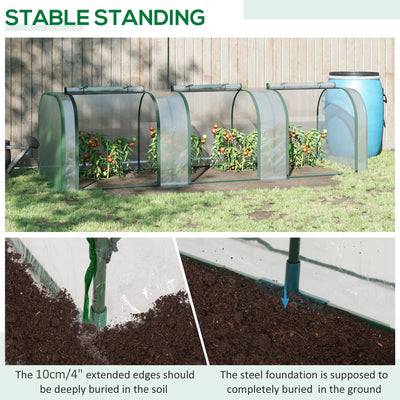 Outsunny PVC Tunnel Greenhouse Green Grow House Steel Frame for Garden Backyard with Zipper Doors 295x100x80 cm, Clear 
