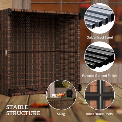 Outsunny 62 x 62cm Glass-Top Rattan Side Table - Brown 