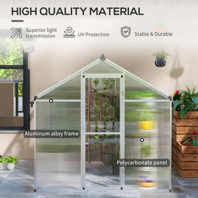 Outsunny 10 x 6ft Aluminium Frame Walk-In Greenhouse, with Foundation 