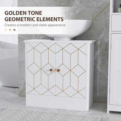 HOMCOM Under Sink Bathroom Cabinet, Under Sink Cabinet with Adjustable Shelf and Open Compartment for Basin with or without Pedestal, 60 x 30 x 60cm, White 