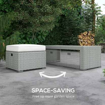 Outsunny Six-piece Outdoor Rattan Dining Set, with Reclining Armchairs - Grey 