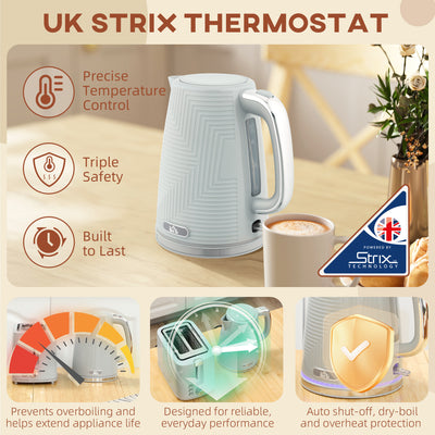 HOMCOM Modern Kettle and Toaster Set - Grey 