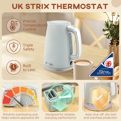 HOMCOM Modern Kettle and Toaster Set - Grey