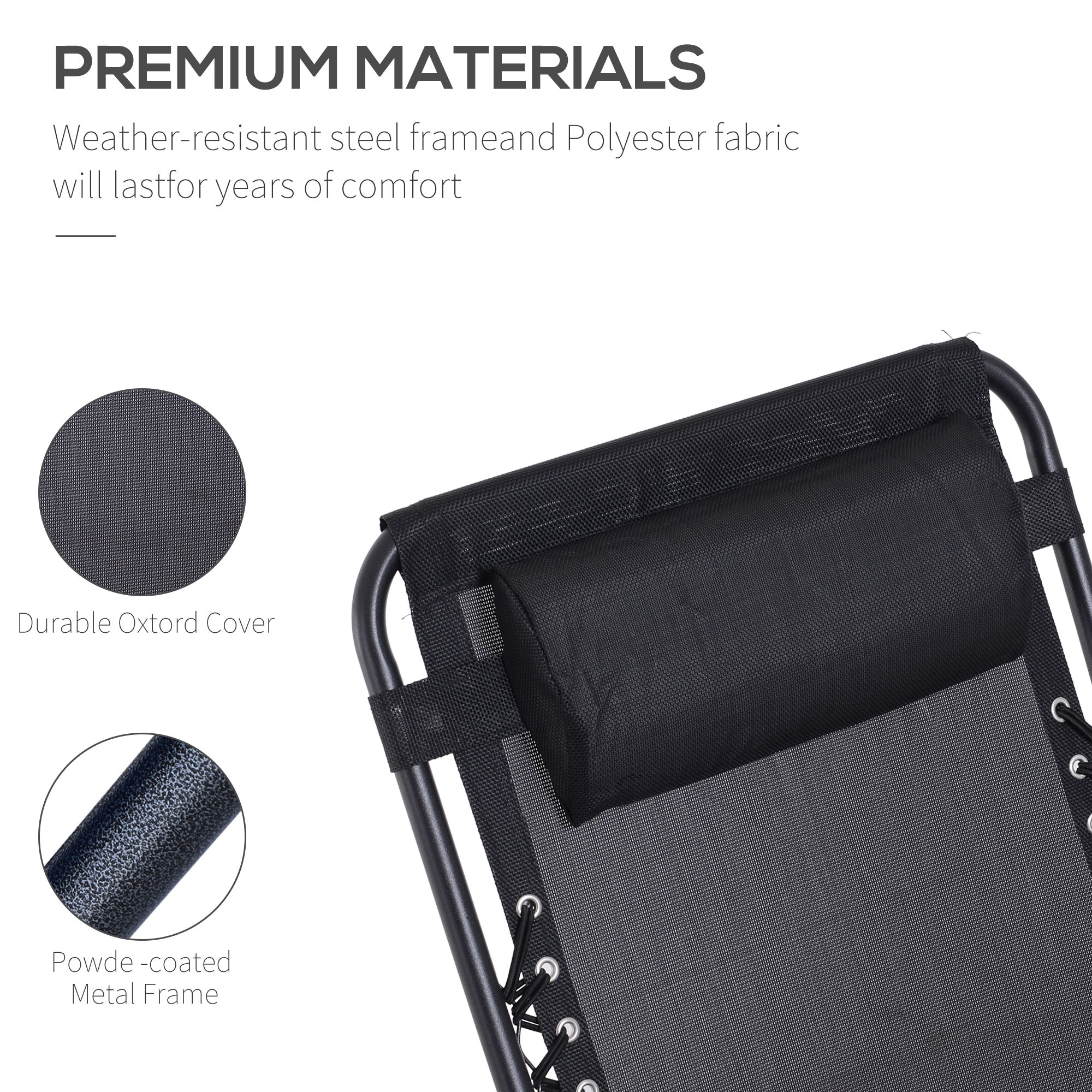 Outsunny Folding Zero Gravity Chairs, 3 Pieces Adjustable Sun Lounger and Table Set with Cup Holder and Headrest, Bistro Set with Reclining Garden Chairs for Patio, Black 