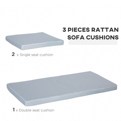 Outsunny 3 PCs Outdoor Seat Cushion for Rattan Furniture, Garden Furniture Cushions, Grey 