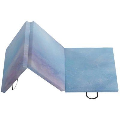 HOMCOM 6FT Foldable Gymnastics Mat, Tri-Fold 2" Thick Crash Mat with Carry Strap Handles for Home Training, Sky Blue 