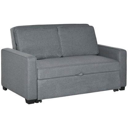 HOMCOM Double Sofa Bed Click Clack Sofa Bed Pull Out Bed with Adjustable Backrest for Living Room and Bedroom Grey 