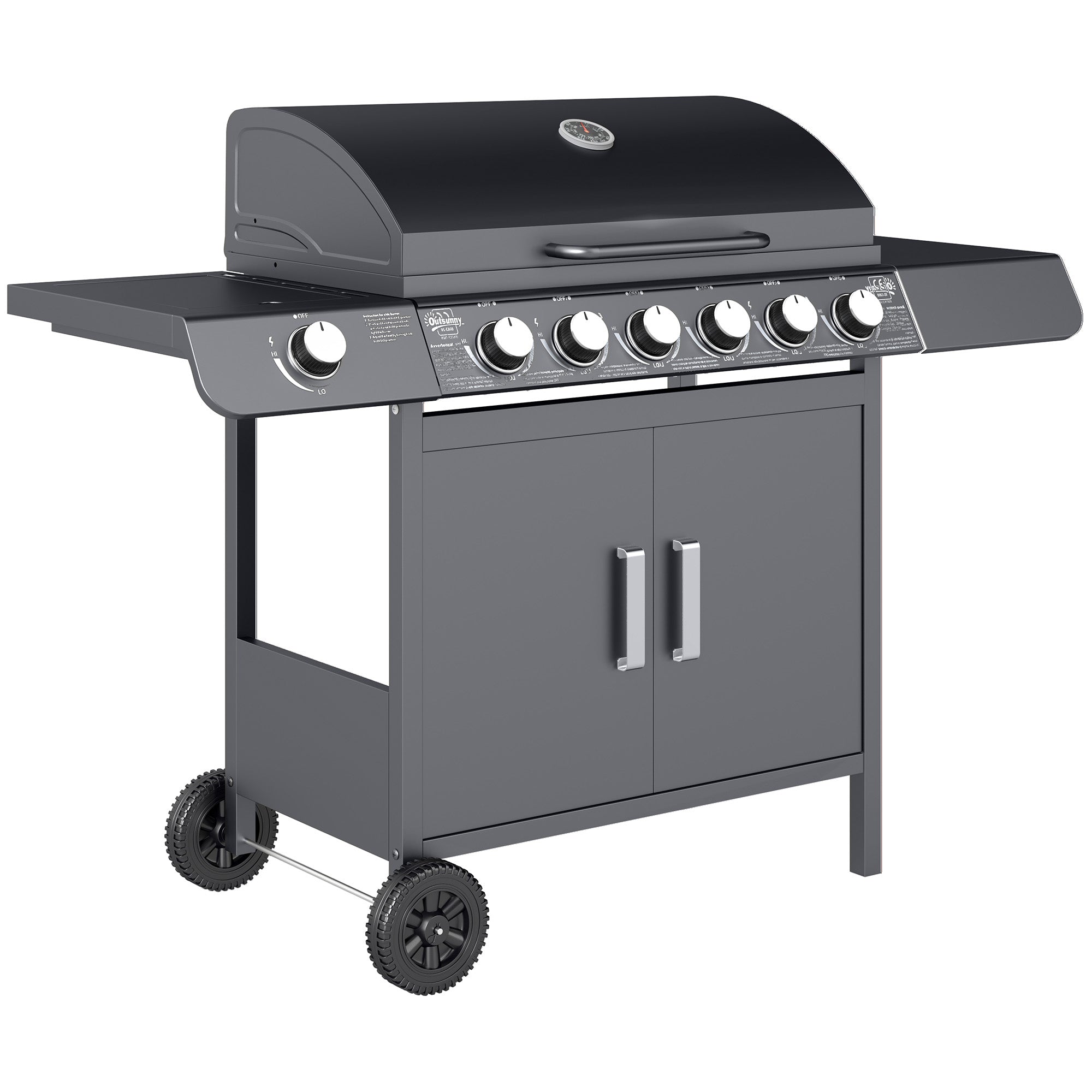 Outsunny Seven-Burner Gas BBQ Grill - Grey 