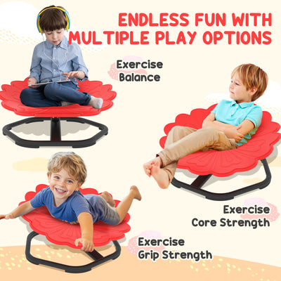 AIYAPLAY Flower-Shaped Sensory Spinning Chair with Non-Slip Base for Balance/Coordination, Red 