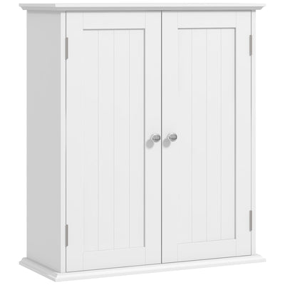 HOMCOM Bathroom Wall Cabinet, 3-Tier Wall-Mounted Bathroom Storage Cabinet with Adjustable Shelf, White