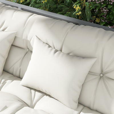 Outsunny Back and Seat Cushion Replacement with 2 Pillows, Patio Chair Cushions Set with Ties, White 