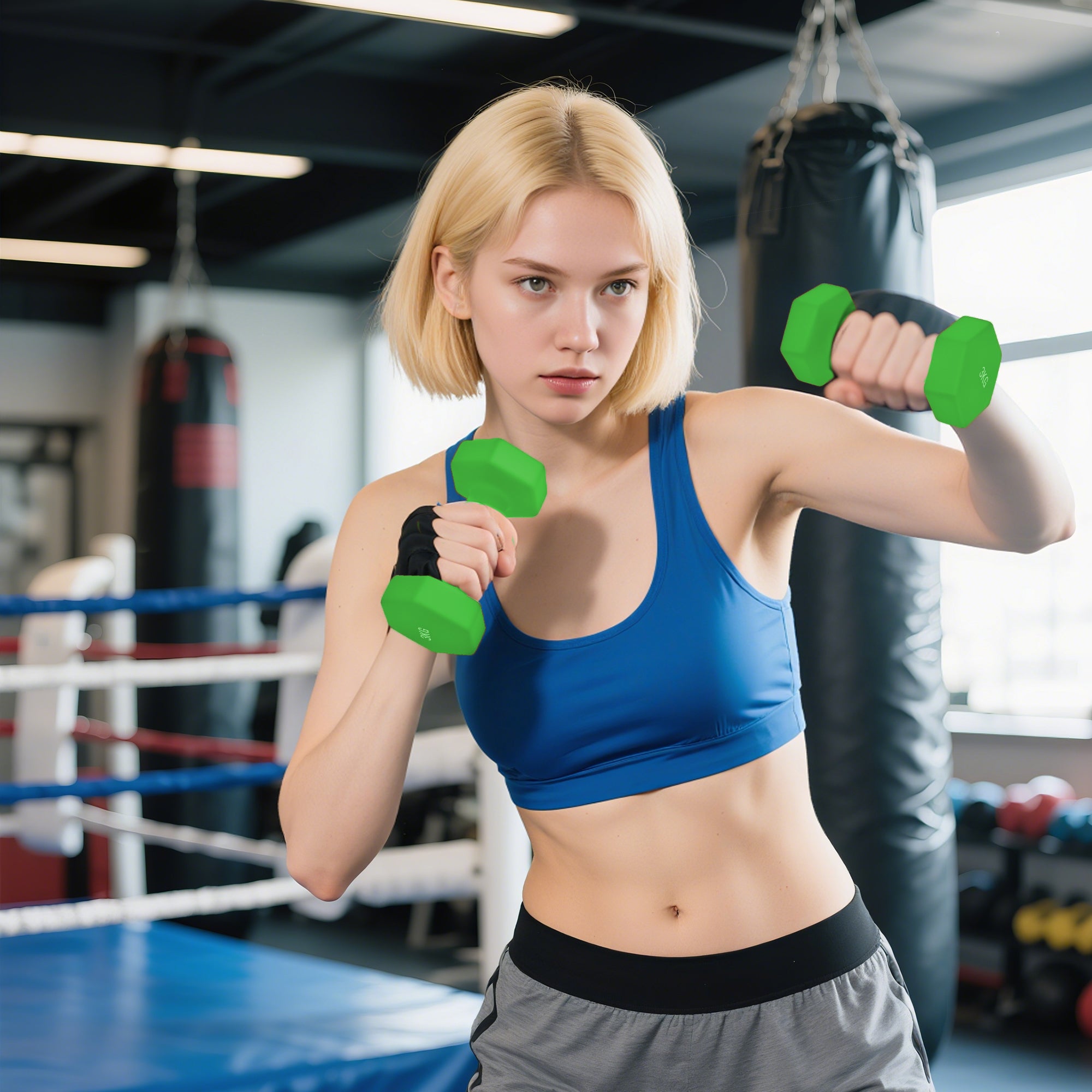 SPORTNOW Hex Dumbbells Set with Dumbbell Rack, Non Slip Hand Weights for Home Gym Strength Training, 2 x 1kg, 2 x 3kg, 2 x 5kg 