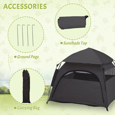 PawHut Foldable Dog Cat Tent with Water-Resistant Oxford, Carry Bag for Extra Large Dog, Charcoal Grey 