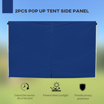 Outsunny 3 Meters Gazebo Replaceable Exchangeable Side Panel Wall Panels Walls With Window, Blue 
