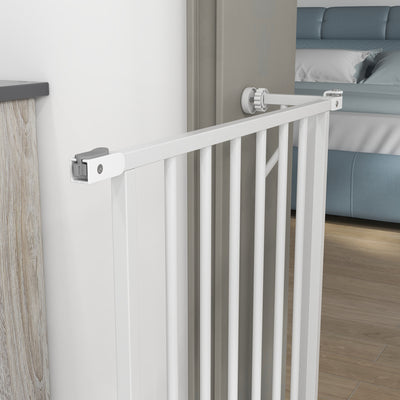 PawHut Extra Wide Dog Safety Gate, with Door Pressure, for Doorways, Hallways, Staircases - White 