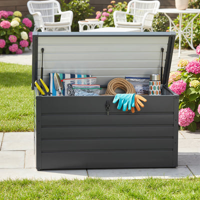 Outsunny 311L Galvanised Steel Garden Storage Box - Dark Grey 