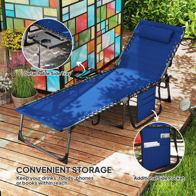 Outsunny Five-Position Reclining Sun Lounger - Dark Blue 