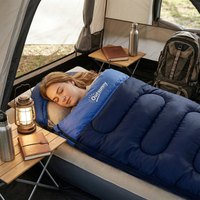 Outsunny Sleeping Bag for Adults, Lightweight & Compact Sleeping Bag, 3 Seasons, Navy Blue 