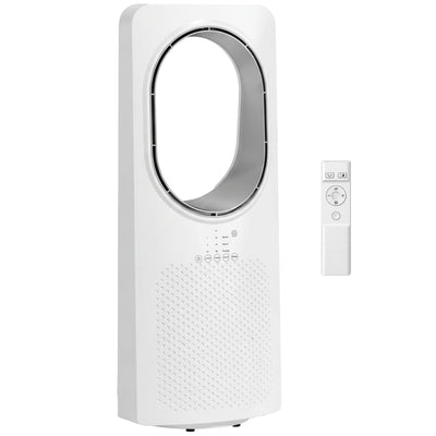 HOMCOM Bladeless Tower Fan for Bedroom, 36dB Standing Cooling Fan with Oscillating, 3 Speeds, 3 Modes, 15H Timer, White 
