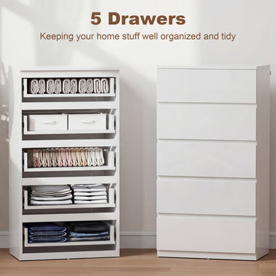 HOMCOM Chest of Drawers, 5-Drawer Storage Cabinets, Modern Dresser, Storage Drawer Unit for Bedroom 