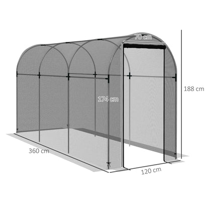 Outsunny 360 x 120cm Mini Polytunnel Greenhouse, Black 