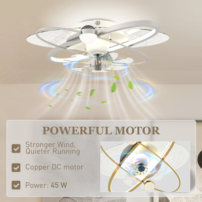 HOMCOM Ceiling Fan with Light and Remote, 3 Colour Temperatures, LED Mount Ceiling Fan Light for Bedroom, Silver Tone 