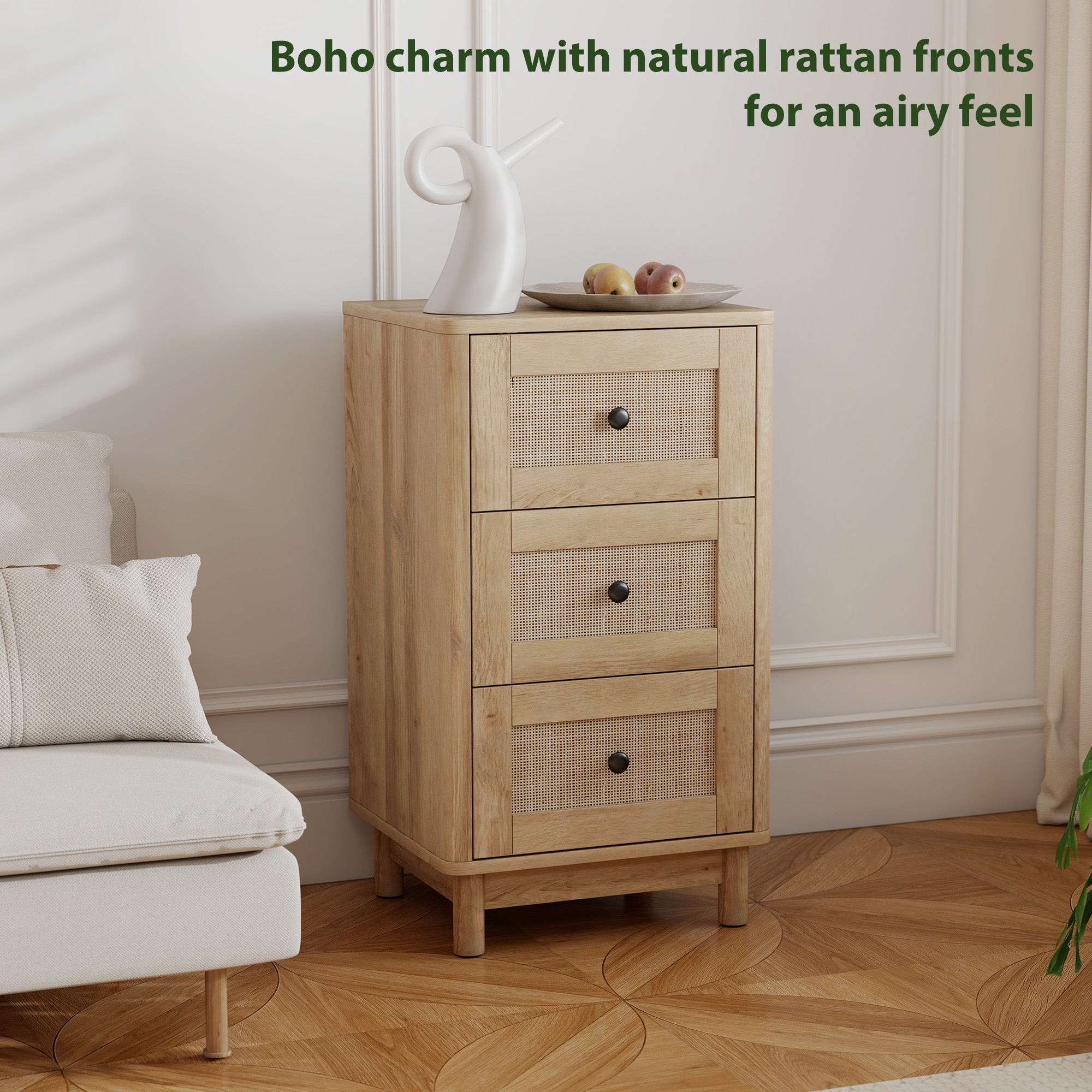 HOMCOM 40 cm Drawer Chest of Drawers with 3 Drawer - Oak 