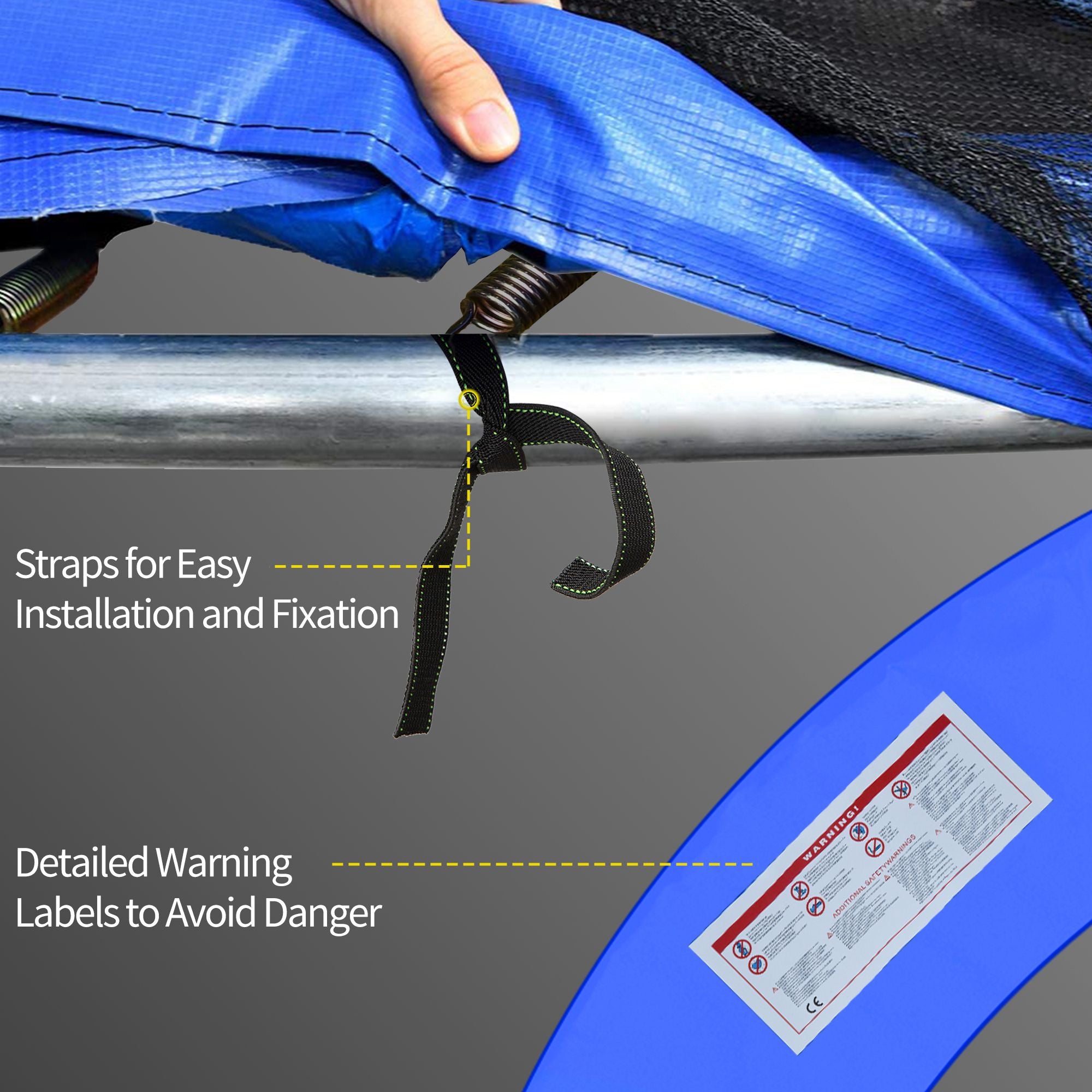HOMCOM \'ce\'a6244cm Trampoline Pad Pads Replacement Trampoline Accessories Safety Surround Pads Padding - 8ft Blue 