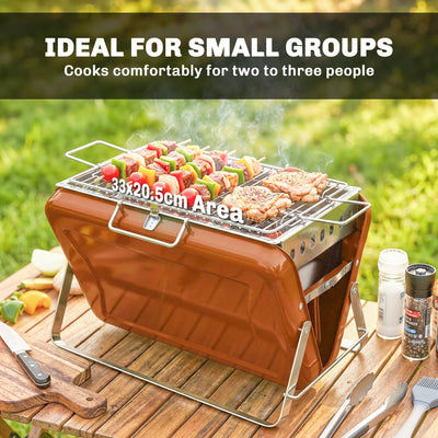 Outsunny Charcoal BBQ Grill Portable Stainless Steel Barbecue with Tilting Grate for Camping Picnic Garden Orange 