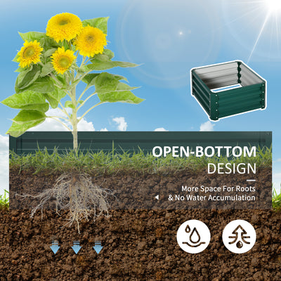 Outsunny Set of Two 60 x 60cm Steel Planter Boxes - Green 