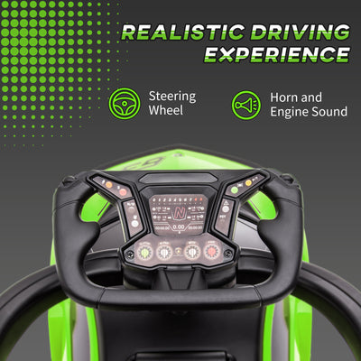 AIYAPLAY Kids 2-In-1 Lamborghini Ride-On and Stroller, with Horn - Green 