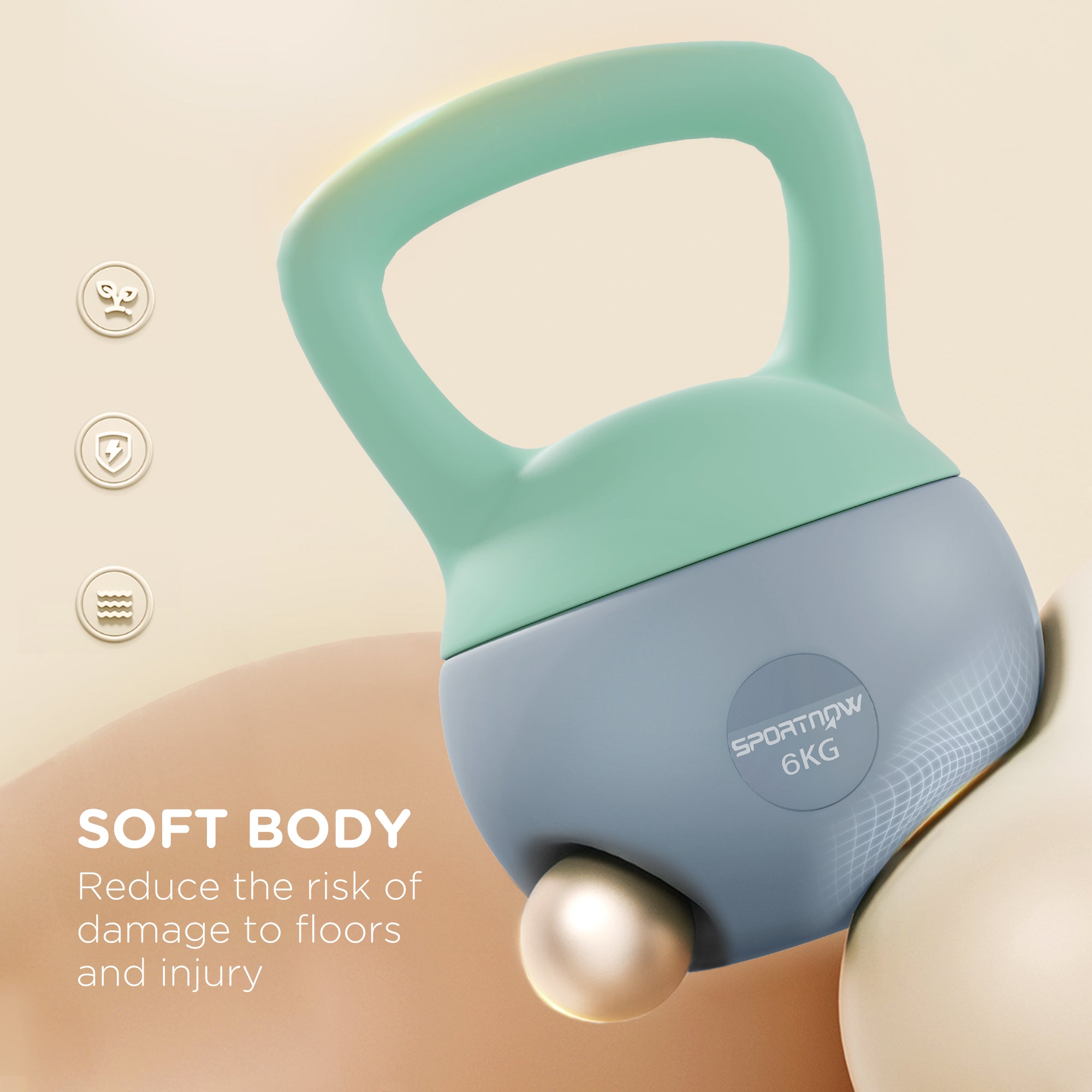 SPORTNOW 6KG Kettlebell, Soft Kettle Bell with Non-Slip Handle for Home Gym Weight Lifting and Strength Training