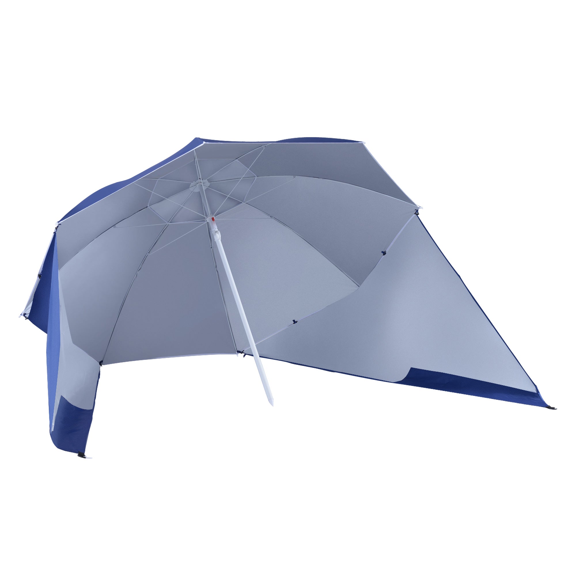 Outsunny 2m UV Protection Fishing Beach Umbrella Brolly Shelter w/ Side Panel Tent Blue 