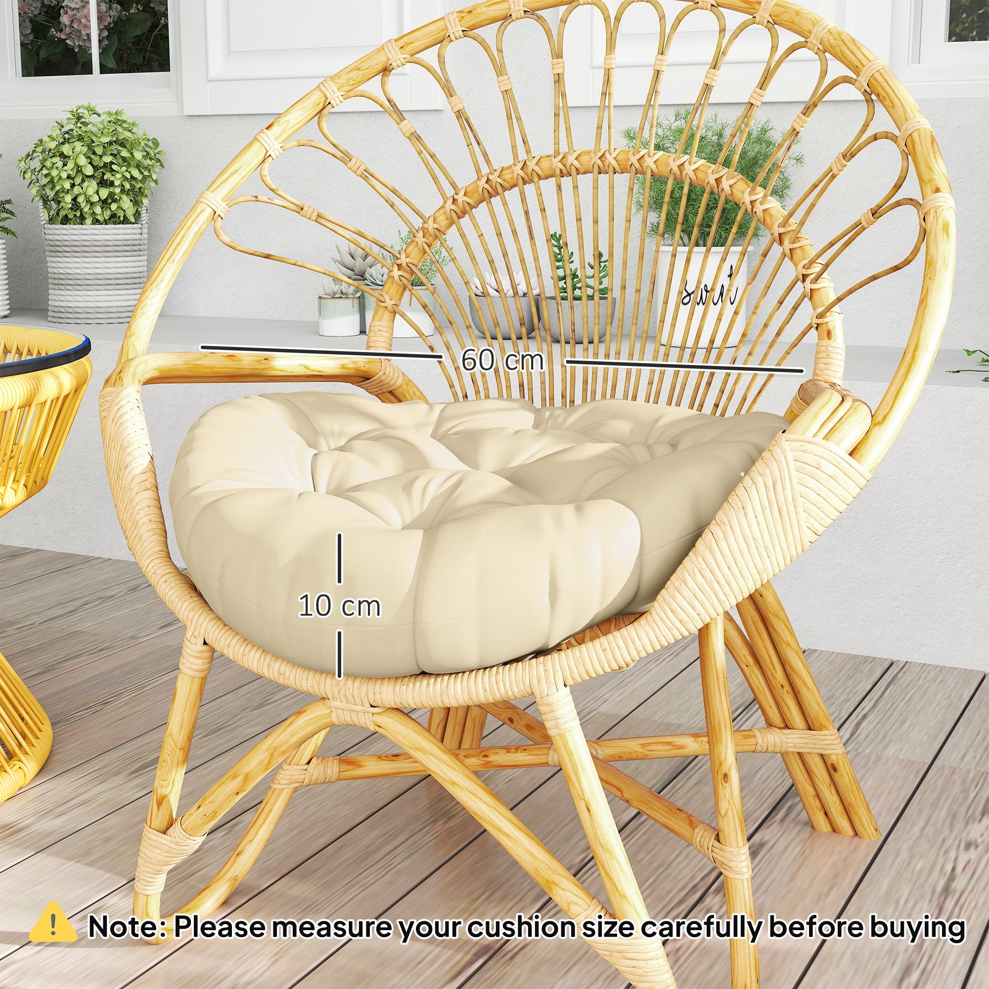 Outsunny Set of Two Φ60cm Outdoor Cushions - Beige 