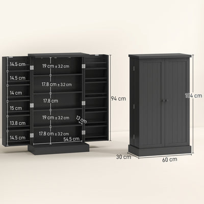 HOMCOM Kitchen Cupboard, Freestanding Multi-Storage Kitchen Pantry Cabinet with Adjustable Shelves, Black 