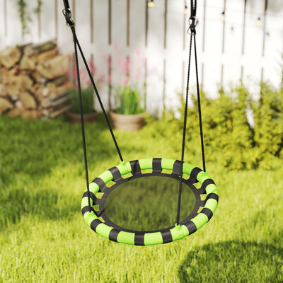 AIYAPLAY 60 cm Diameter Kid Nest Swing Seat with Height Adjustable Ropes for Outdoor Indoor, Black 