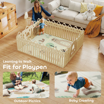 AIYAPLAY Animal-Themed Baby Plat Mat Double Sided, Foldable, Water-Resistant for Outdoor/Indoor, 177 x 146 x 1.5cm 