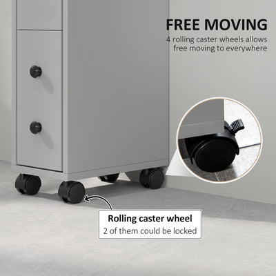 kleankin Slimline Bathroom Storage Cabinet - Grey 