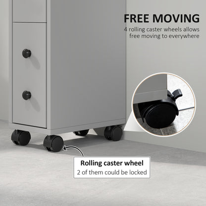 kleankin Slimline Bathroom Storage Cabinet - Grey