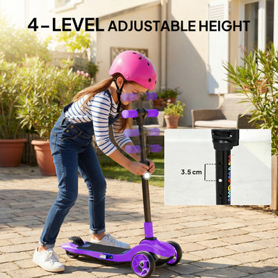 AIYAPLAY Three-Wheel Foldable Electric Scooter for Kids Aged 6-10 Years, Purple 