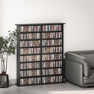 HOMCOM 16-Compartment Media Shelf - Black 