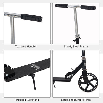 HOMCOM Kids Scooter Teenager Kick Scooter Foldable 4 Levels Adjustable Height with Rear Fender Brake for 7-14 Years 