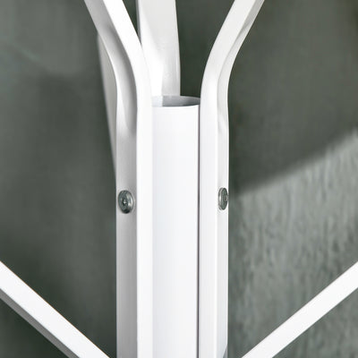 HOMCOM Freestanding Metal Coat Rack Stand 9 Hooks Clothes Tree with 1 Shelf Hat Display Hall Tree Hanger Bag Umbrella Hanging Organiser White 