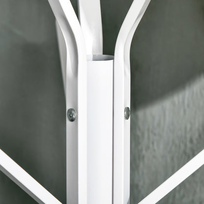 HOMCOM Freestanding Metal Coat Rack Stand 9 Hooks Clothes Tree with 1 Shelf Hat Display Hall Tree Hanger Bag Umbrella Hanging Organiser White 