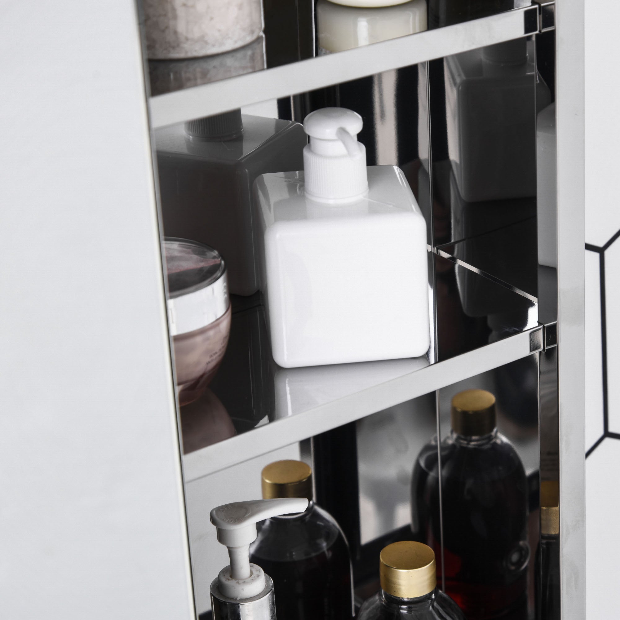 kleankin Bathroom Storage Cabinet w/Sliding Mirror Door, Wall Mounted Bathroom Cabinet with 3 Shelves, Stainless Steel Frame, 46W x 66H cm 