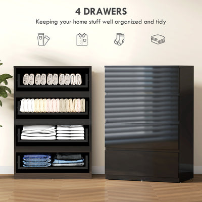 HOMCOM Chest of Drawers, 4-Drawer Storage Cabinets, Modern Dresser, Storage Drawer Unit for Bedroom 